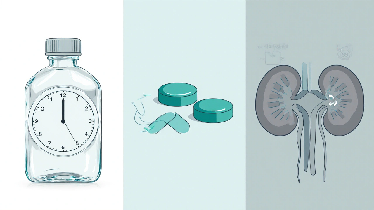 Three panels displaying chlorthalidone, indapamide, and metolazone with visual cues of their effects.