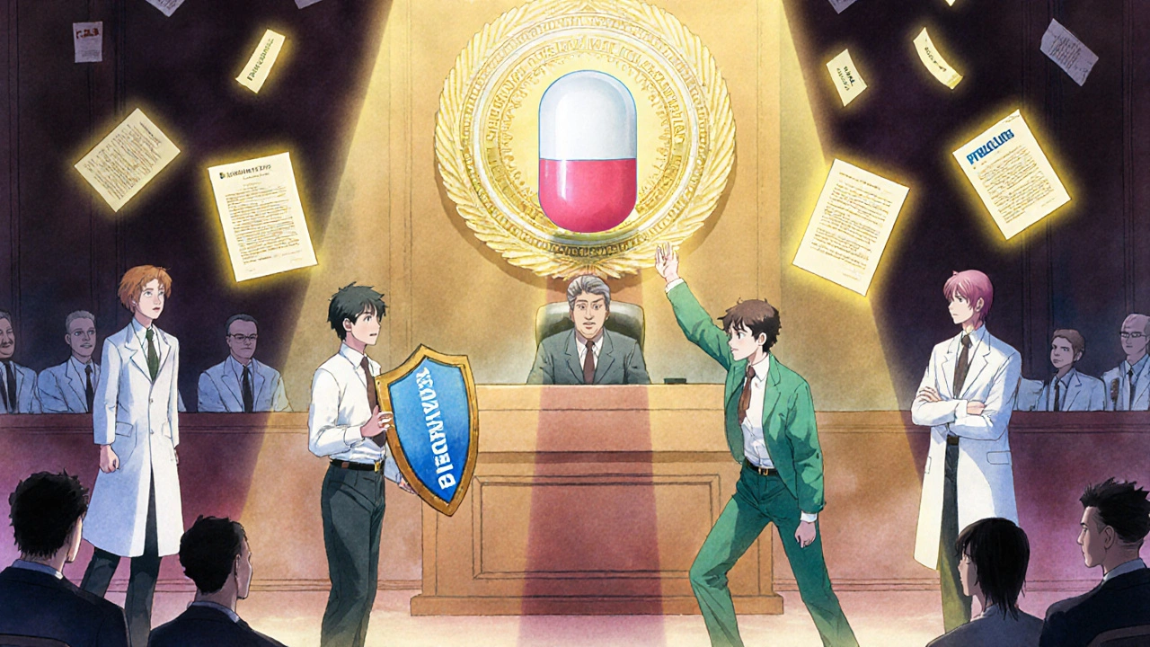 Courtroom battle between truth and false claims in PreCure anime style.
